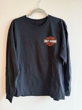 Harley-Davidson Black Long Sleeve Shirt with Orange Shield Logo
